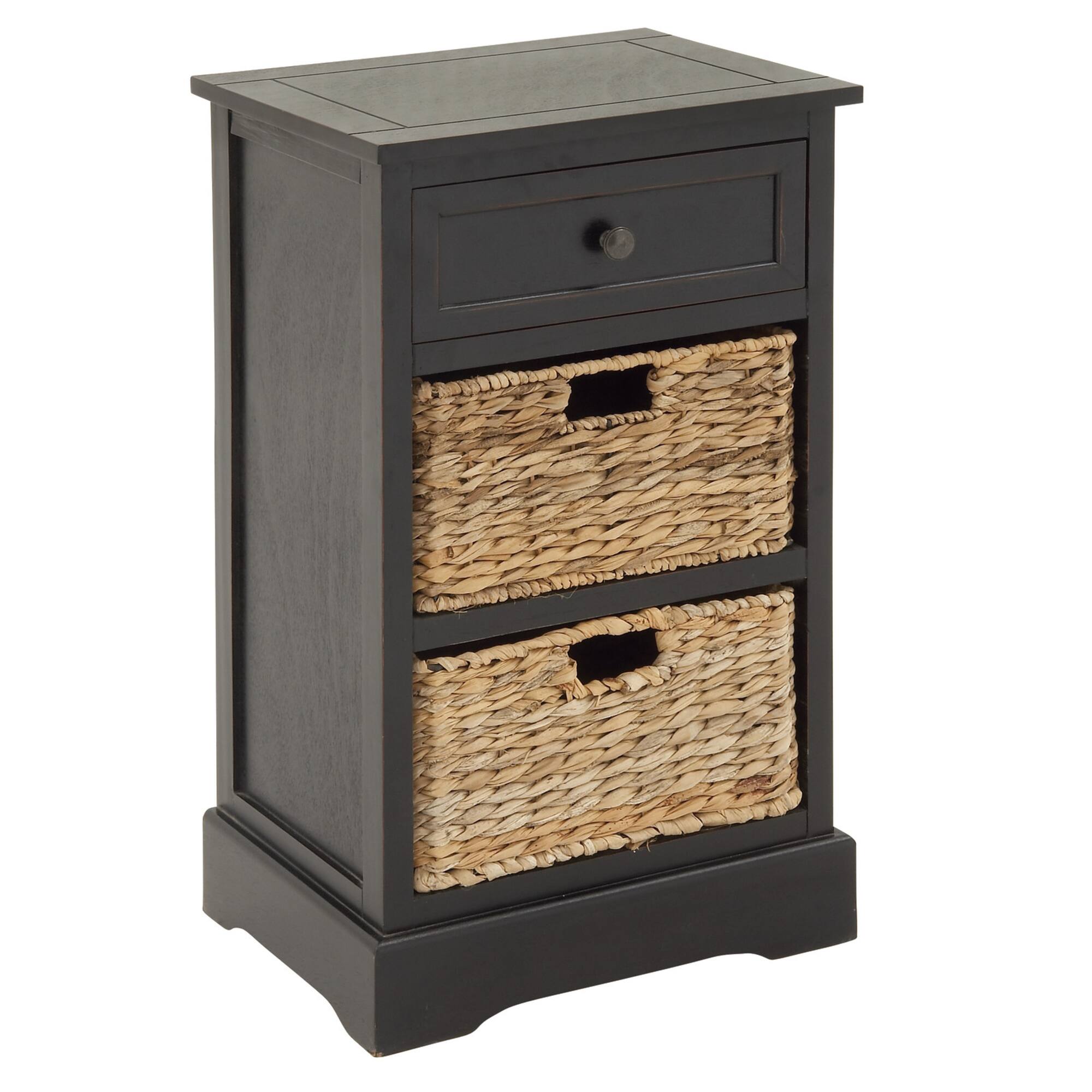 28" Black Farmhouse Wood Storage Cabinet